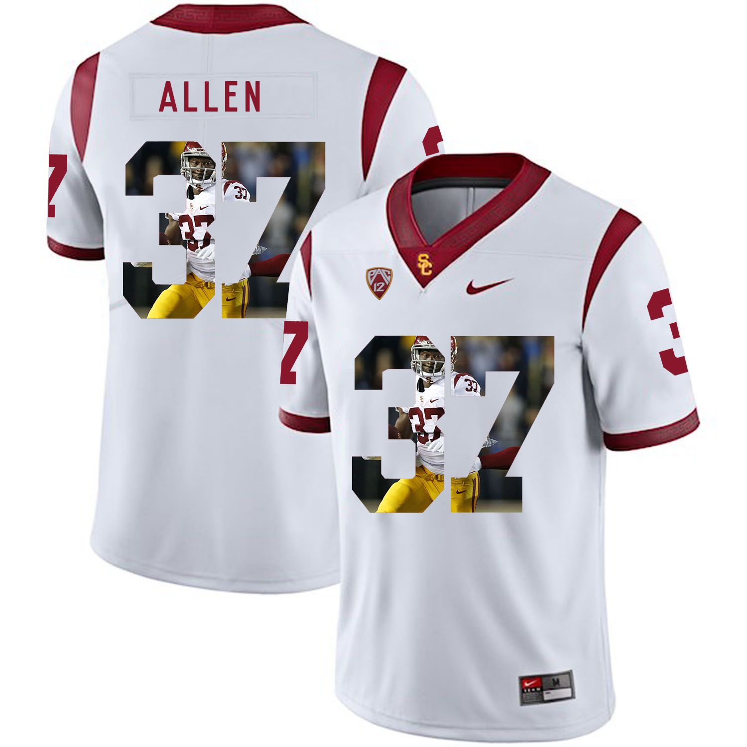 Men USC Trojans #37 Allen White Fashion Edition Customized NCAA Jerseys->customized ncaa jersey->Custom Jersey